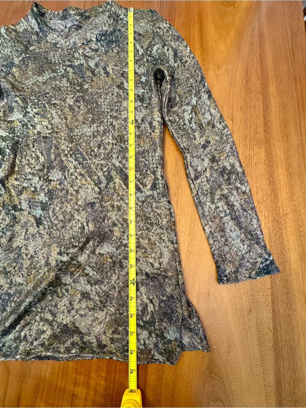 Isabel Marant Brown, Gray, Purple Snake-Print Long Sleeve Metallic Top, Size 36 - Picture 12 of 13